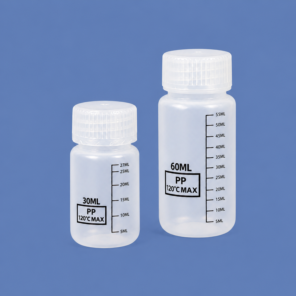 Flacon de réactif stérile en PP de 30 ml avec bouchon à vis