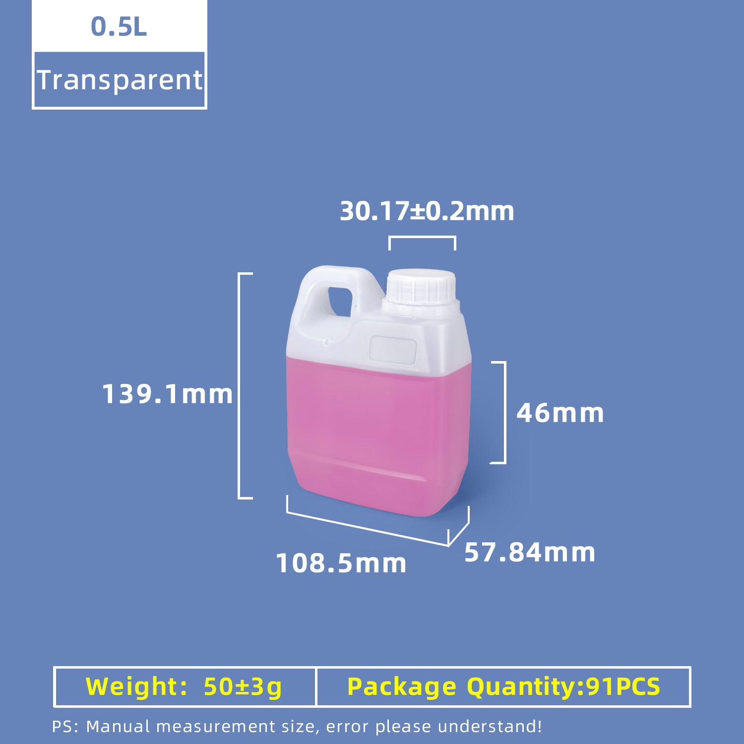 Pichets de style F de 500 ml, jerrycan en plastique pour vin en HDPE de qualité alimentaire de 0,5 litre
