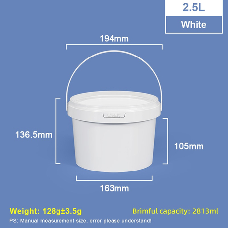 Seau en plastique PP de qualité alimentaire de 2,5 L avec couvercle