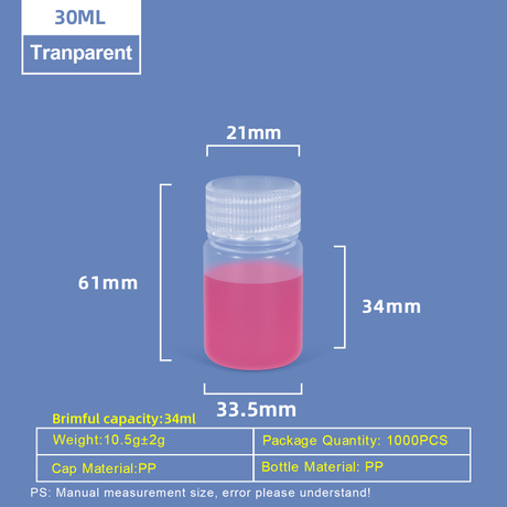 Bouteille en plastique PP à col large de 30 ml