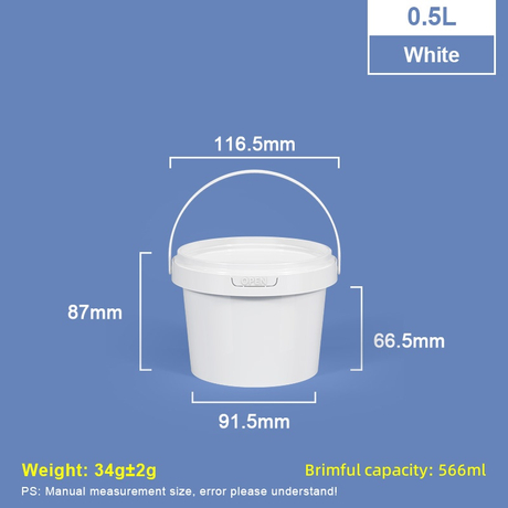 500 ml 16,9 onces. Bacs et seaux ronds en plastique